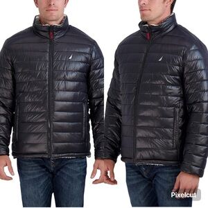 EUC Nautica Full Fleece-Lined Puffer Coat Jacket In Black Men’s Size XL